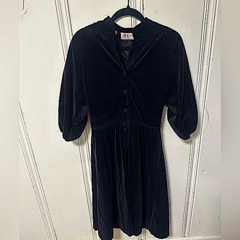 Vintage 1950s R&K Originals Black Velvet Long sleeve Dress